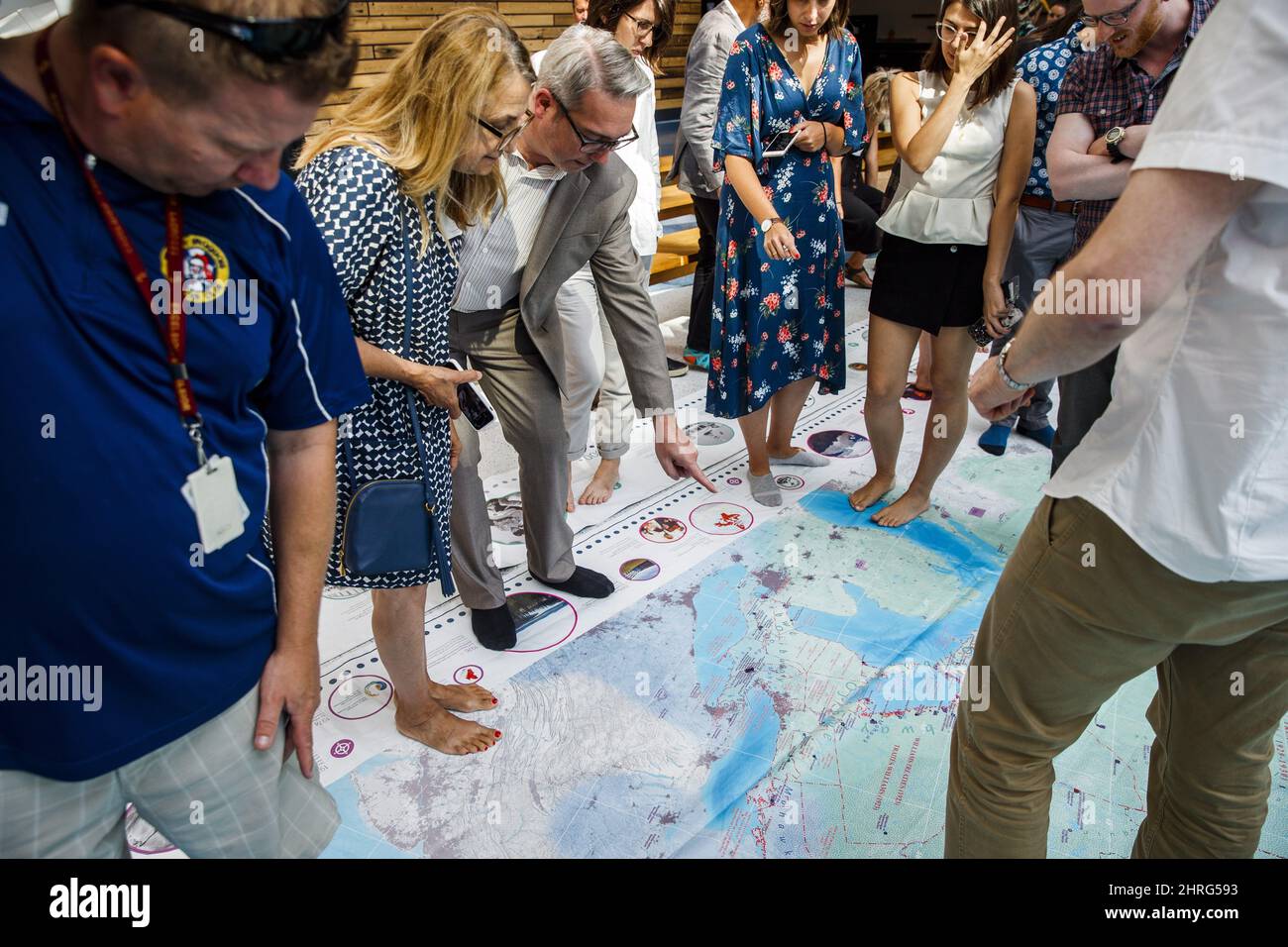 Indigenous Peoples Atlas Of Canada Map People Stand On A Giant Map From The Indigenous Peoples Atlas Of Canada At  A Launch Event In Toronto, Wednesday August 29, 2018. The Indigenous  Peoples Atlas Of Canada Includes A Four