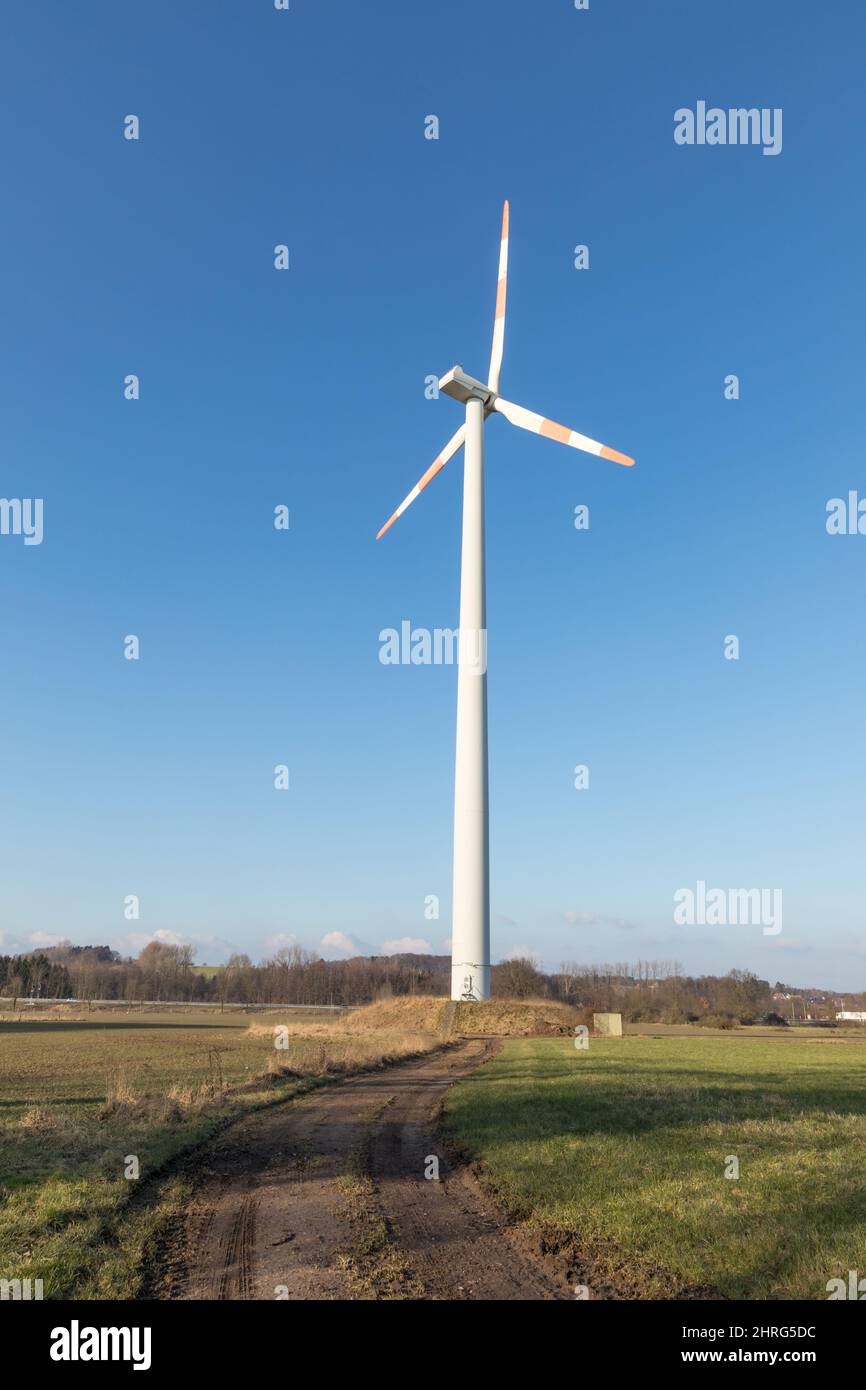 Wind turbine in the field during a sunny day Stock Photo - Alamy