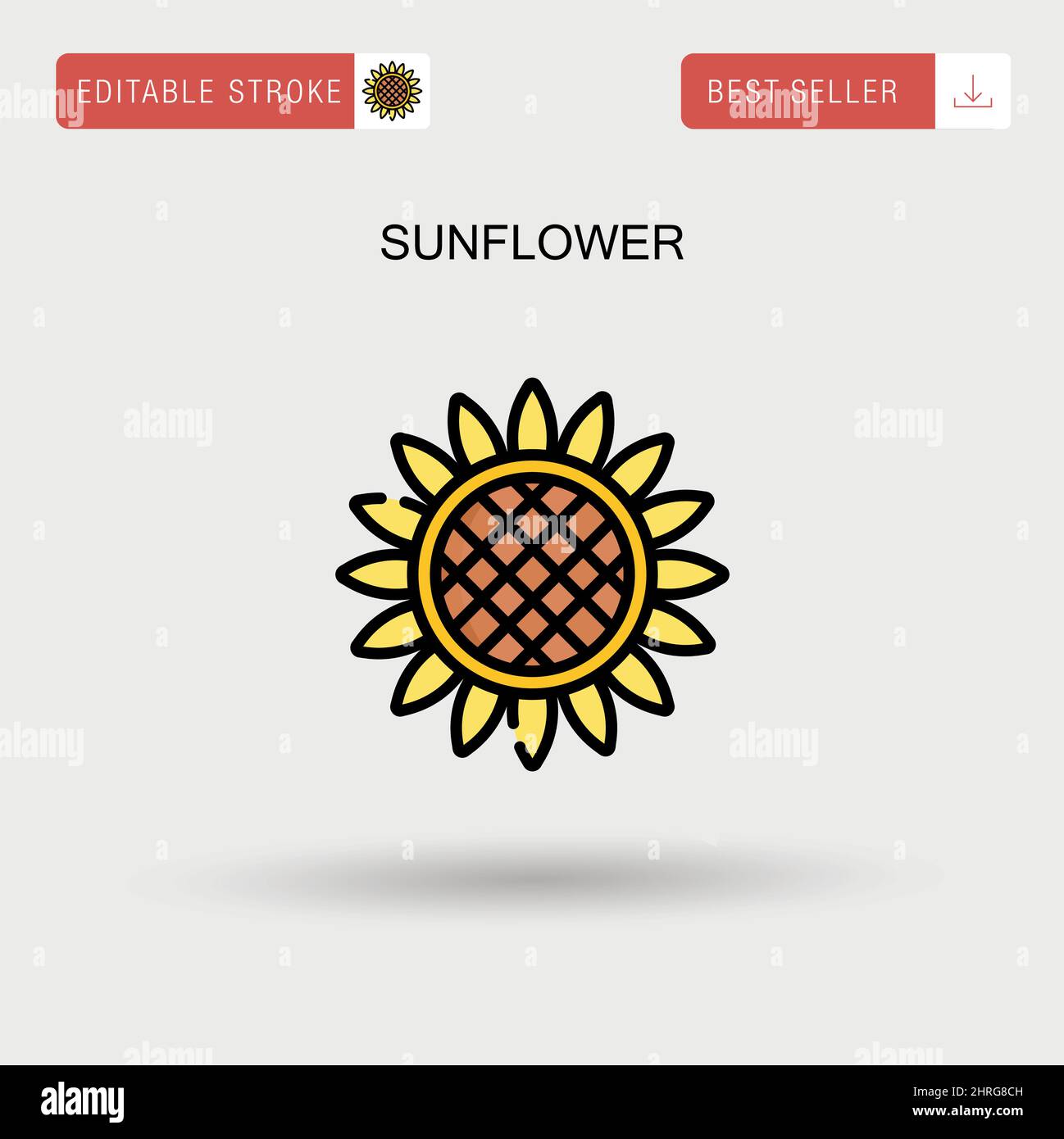 Sunflower Simple vector icon. Stock Vector