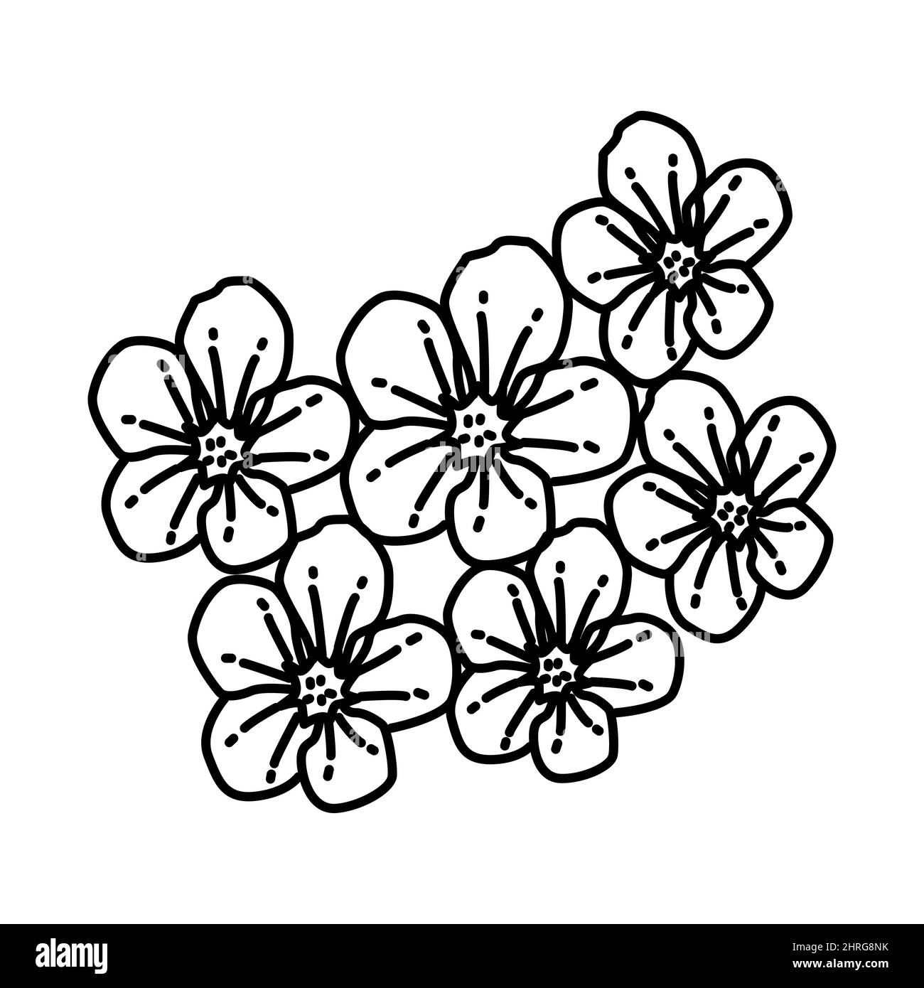 Peach Blossom Part of Chinese New Year Accessories and Symbols Hand Drawn Icon Set Vector. Stock Vector