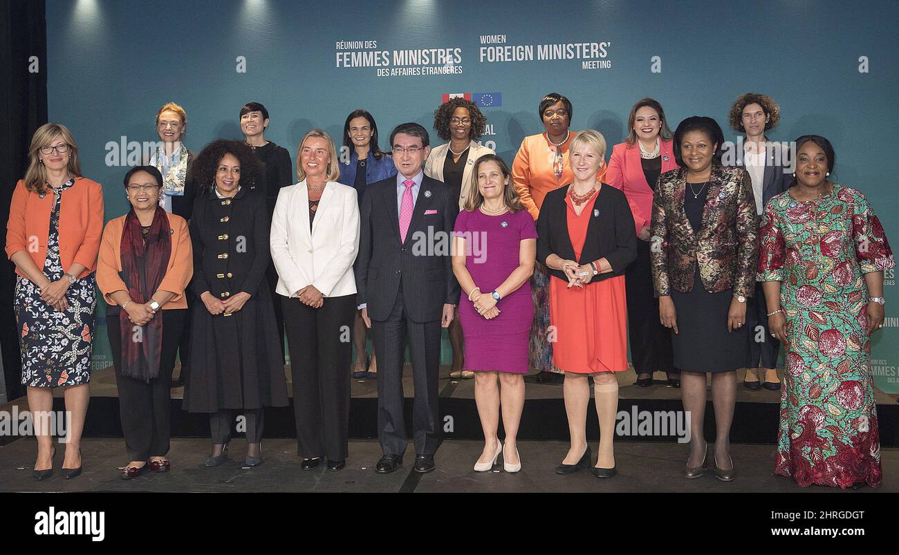 Foreign Affairs Ministers pose for a family photo, (back row from left ...