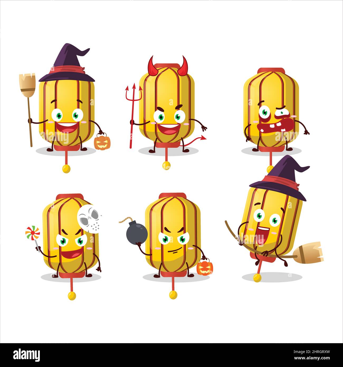 Halloween expression emoticons with cartoon character of yellow chinese ...