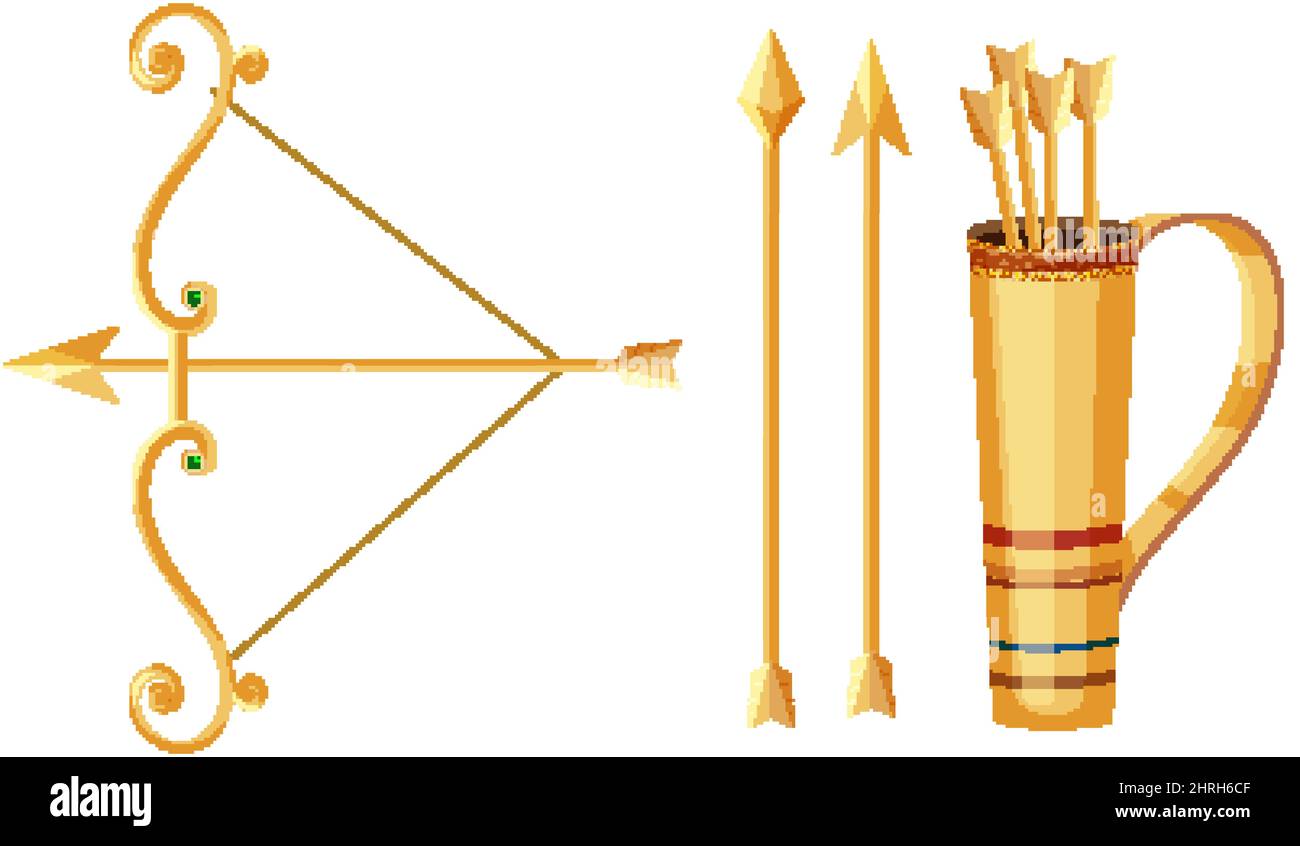 Set of golden bow and arrows illustration Stock Vector Image & Art - Alamy