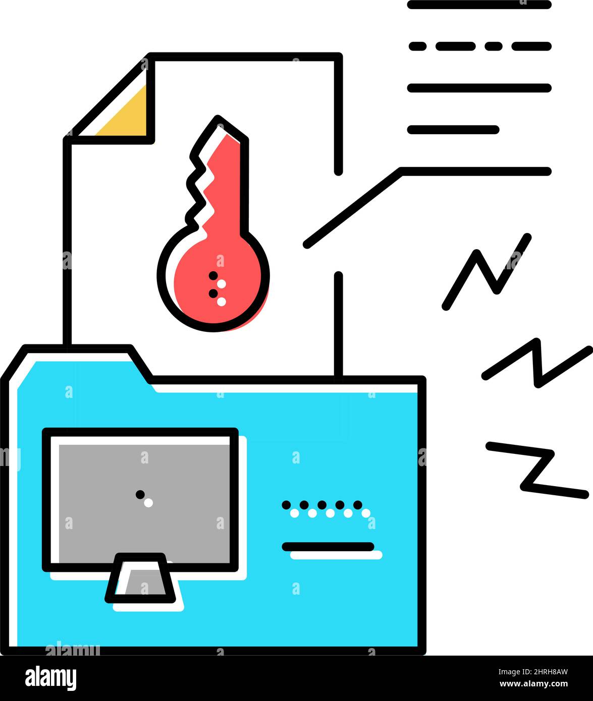 electronic key hacking color icon vector illustration Stock Vector