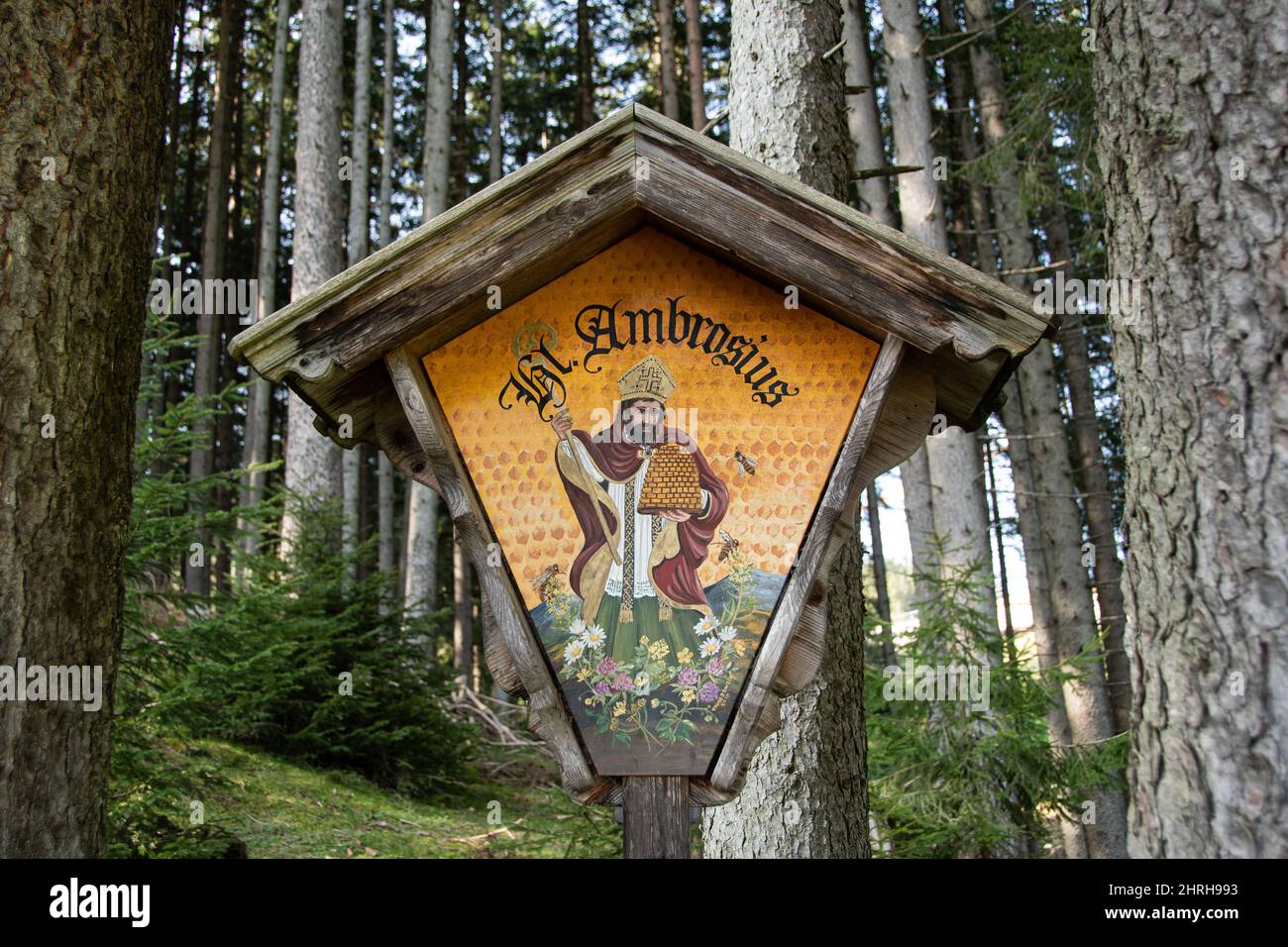 Monument to St. Ambrose the patron saint of bees and beekeepers Stock