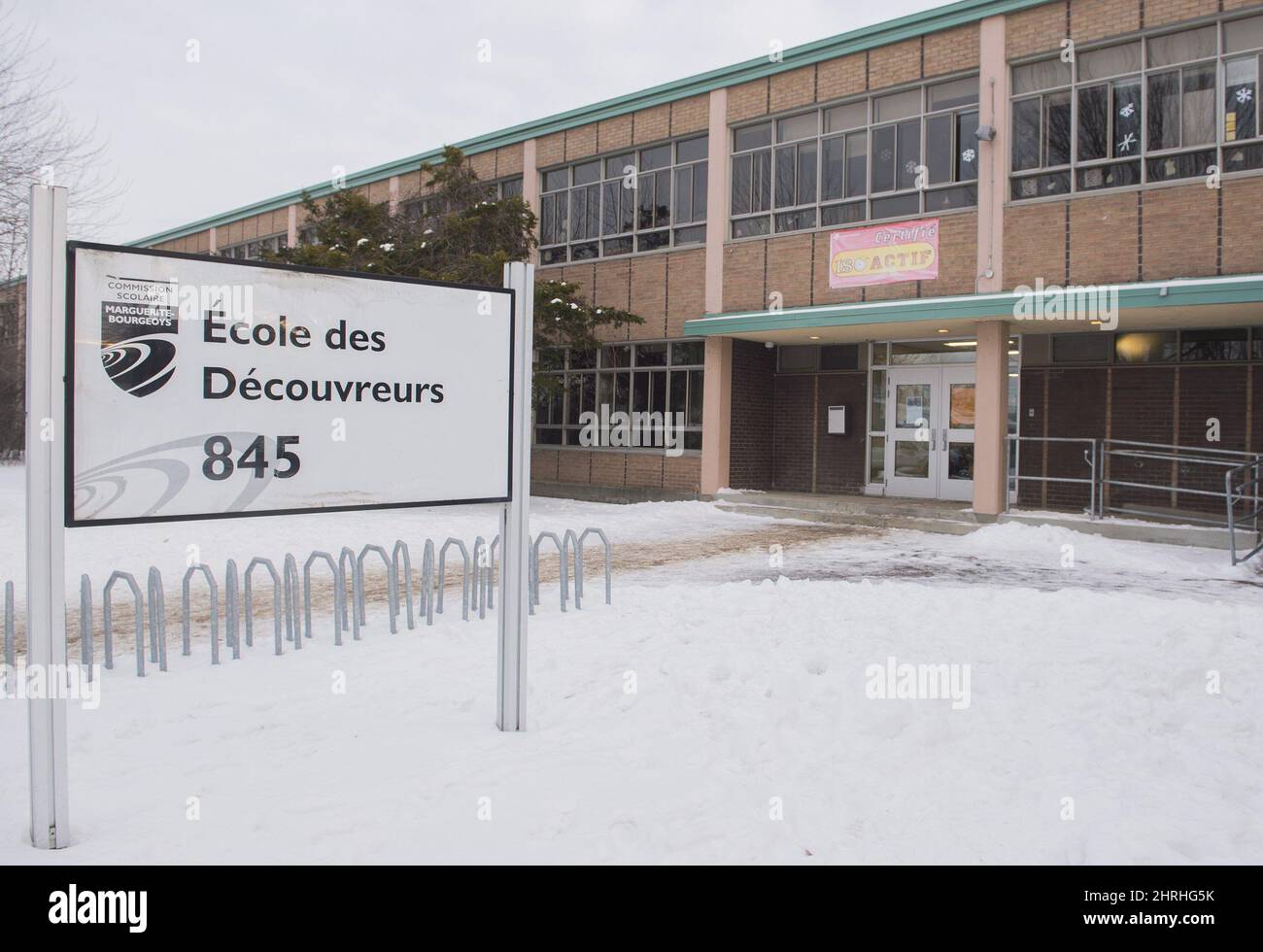 Ecole des Decouvreurs elementary school is shown in the Montreal