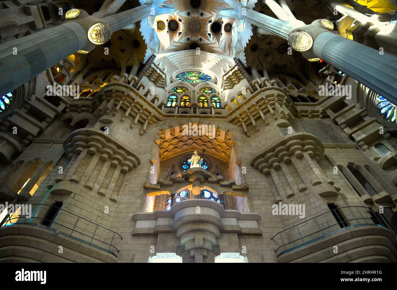 Beautiful view of the interior of the Sagrada Familia in Barcelona ...