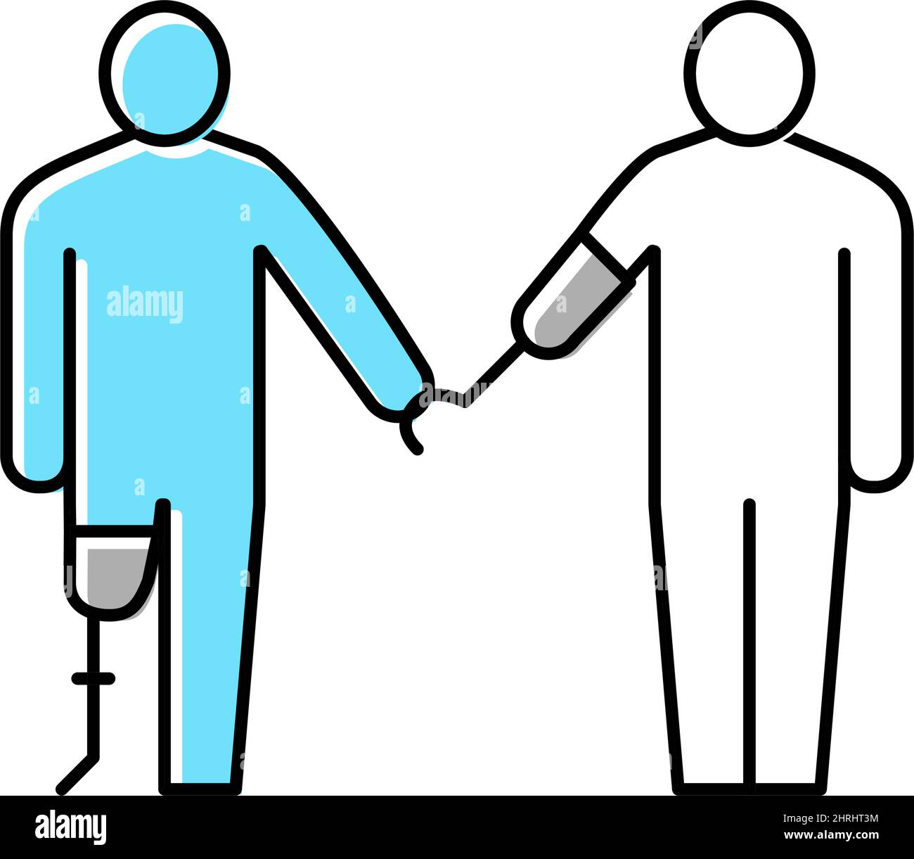 leg and arm prosthesis disabled human color icon vector illustration ...