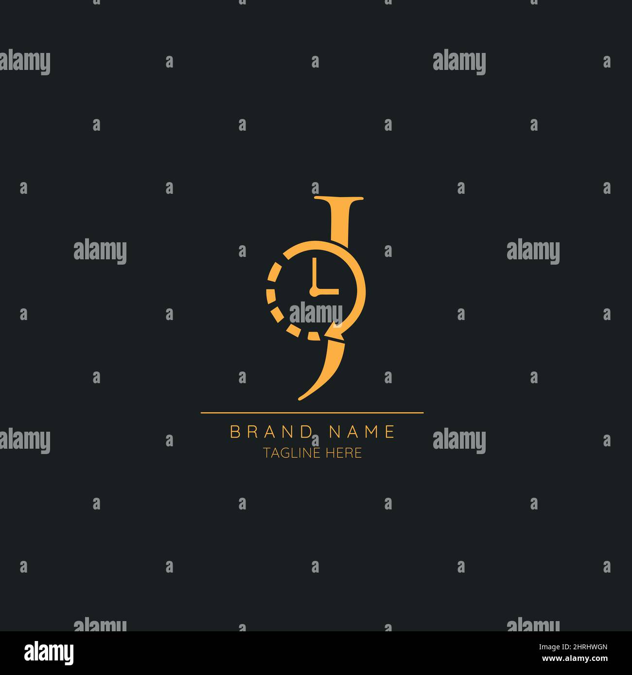 Abstract J initial letter icon logo incorporated with clock Stock Vector