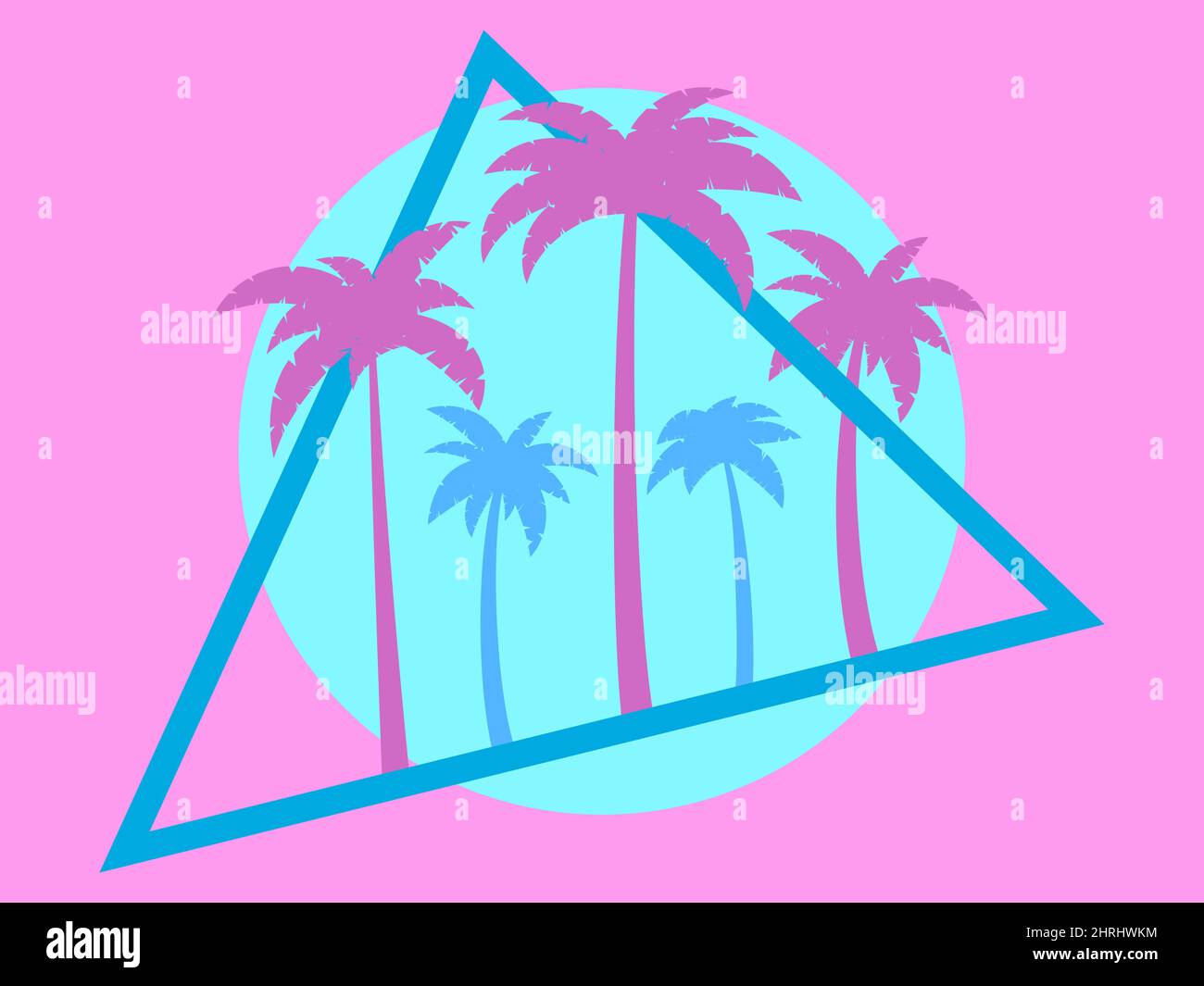 Retro futuristic palm trees in 80s style at sunset. Summer time, palm ...