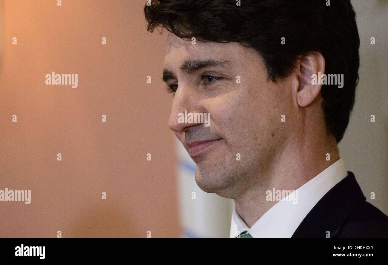 Prime Minister Justin Trudeau takes part in a shuffle at Rideau