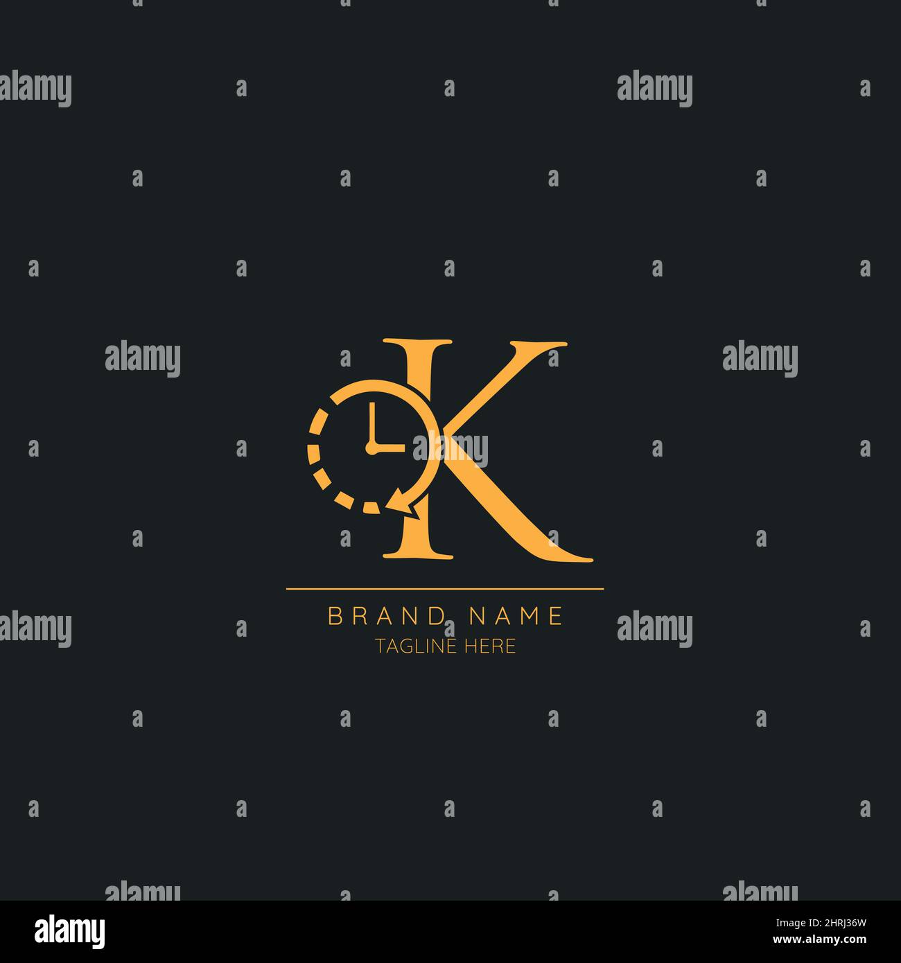 Abstract K initial letter icon logo incorporated with clock Stock ...