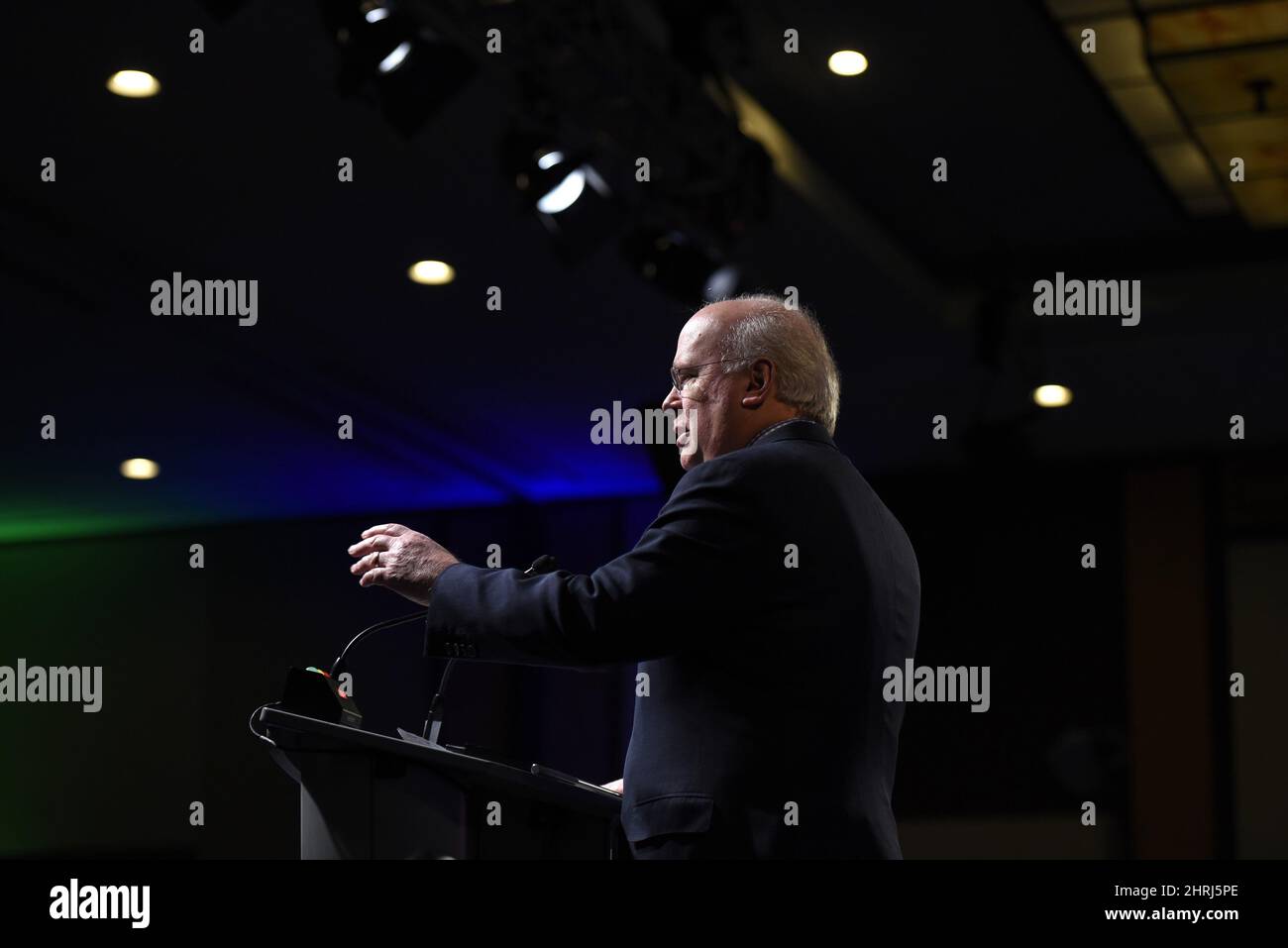 Political strategist and pundit Karl Rove, who served as a Senior Advisor and Deputy Chief of Staff to U.S. President George W. Bush, speaks during the Manning Networking Conference in Ottawa on Friday, March 22, 2019. THE CANADIAN PRESS/Justin Tang Stock Photo