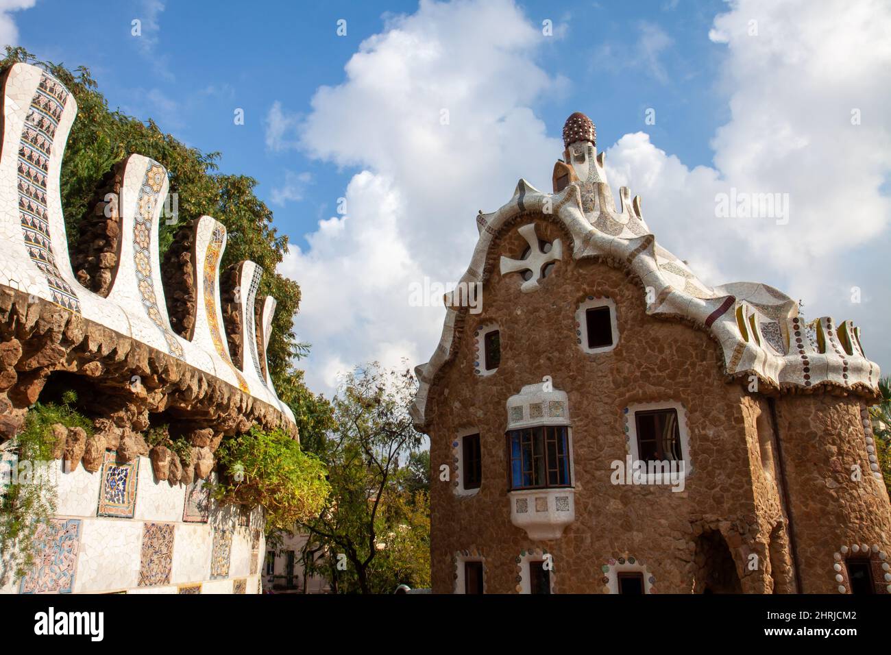 Porter's Lodge pavilion building at the Park Guell entrance Stock Photo ...