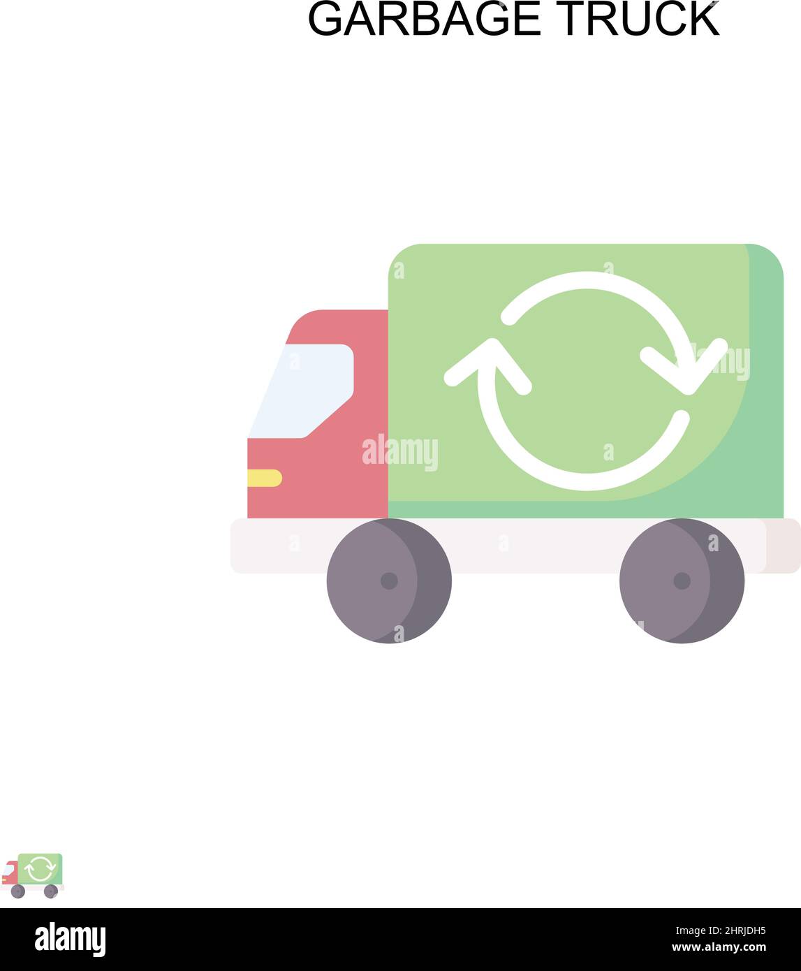 Garbage truck Simple vector icon. Illustration symbol design template for web mobile UI element. Stock Vector