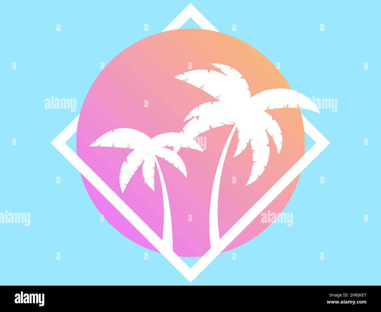 Retro futuristic palm trees in 80s style at sunset. Summer time, palm ...