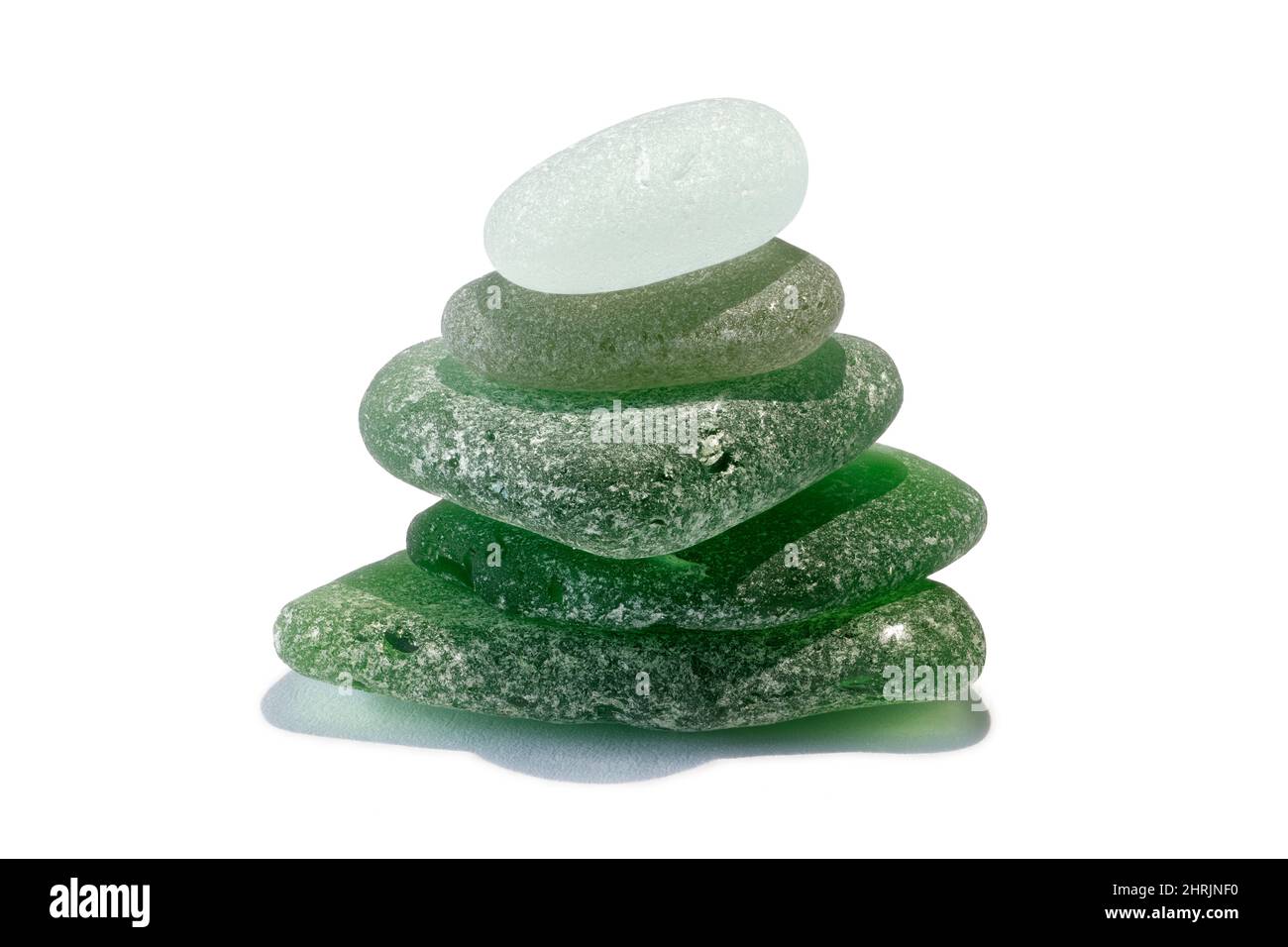 Stack of sea glass on a white background. Stock Photo