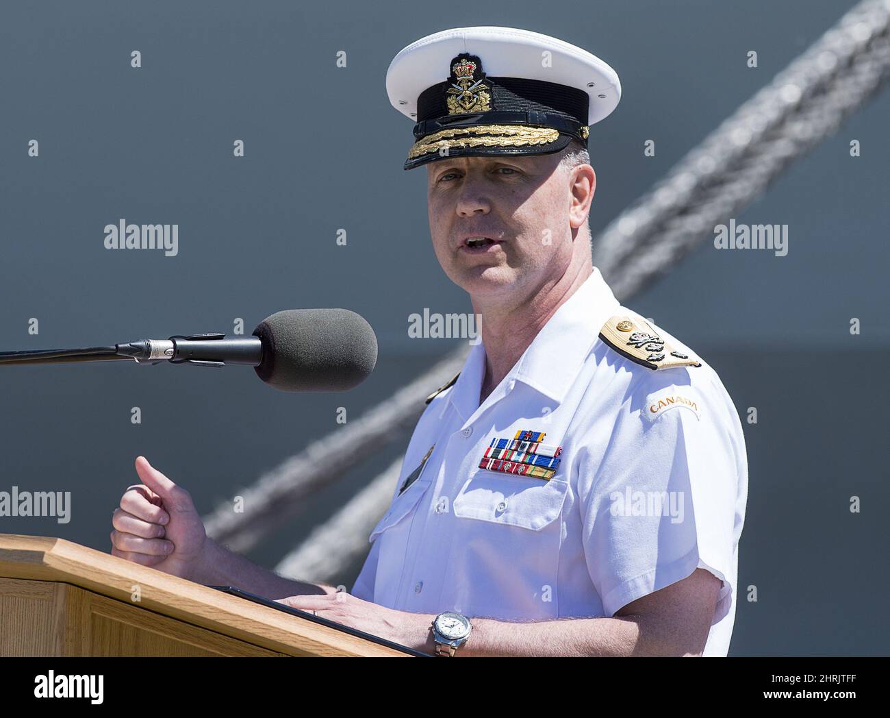 Vice-Admiral Art McDonald, the new head of the Navy, addresses the ...