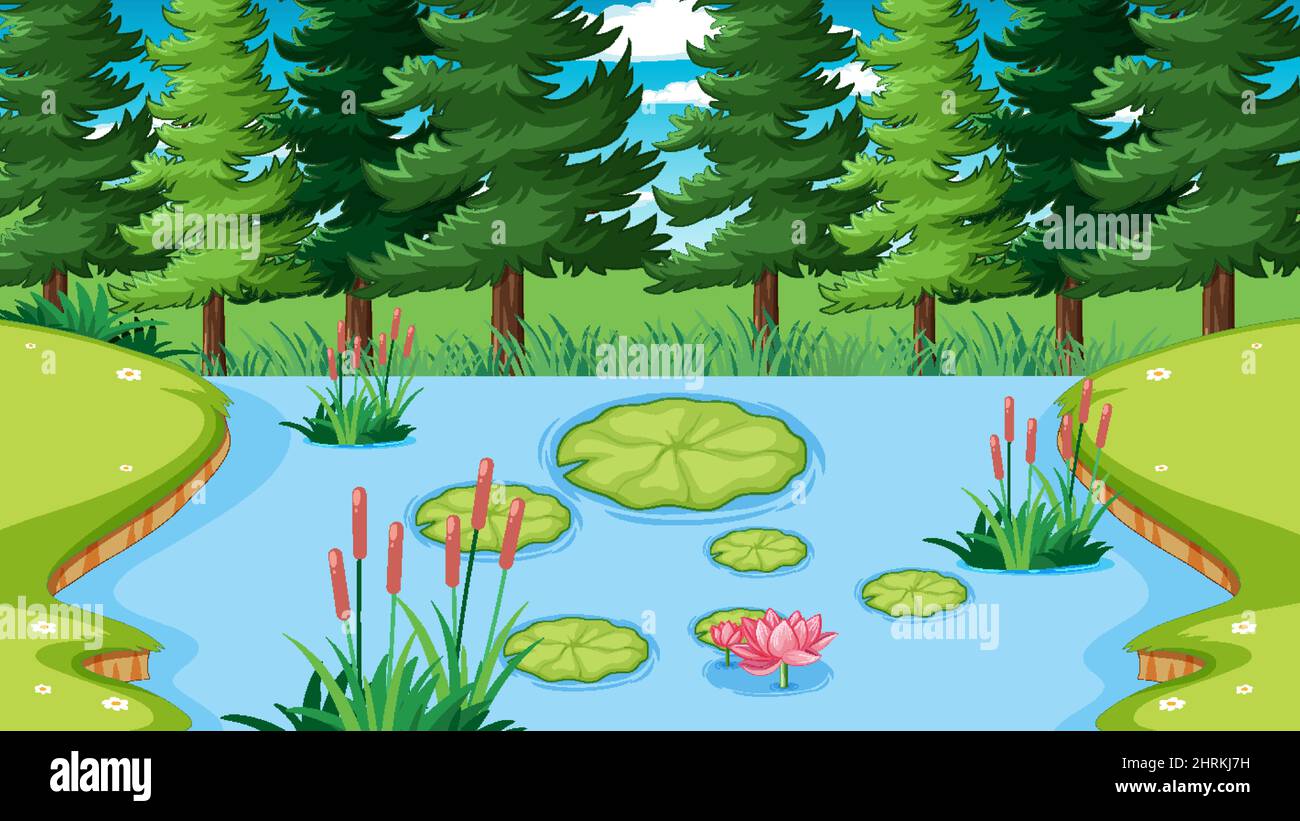 River nature landscape scene illustration Stock Vector Image & Art - Alamy