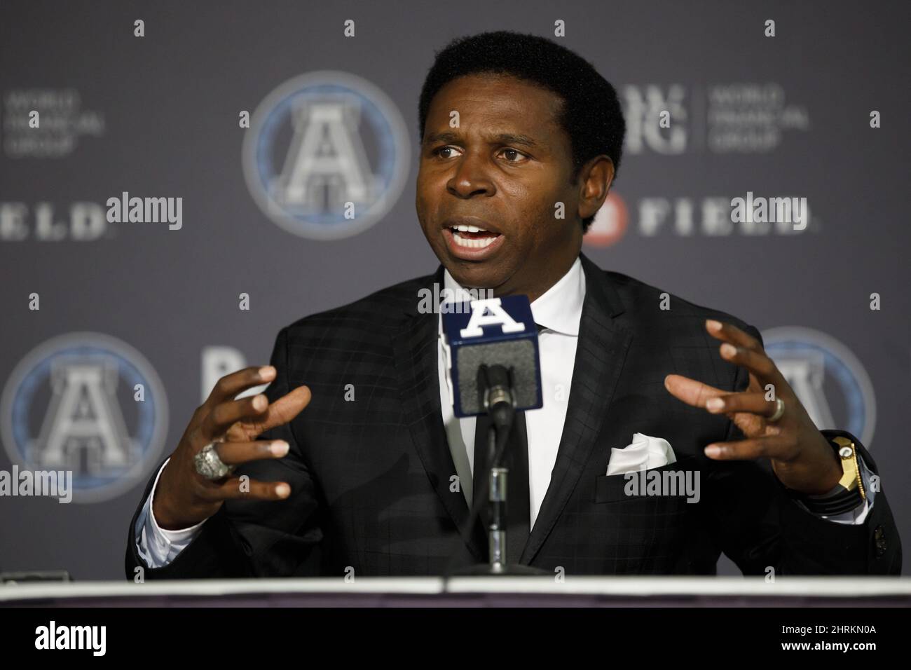 Mike (Pinball) Clemons speaks as he is announced as the new general