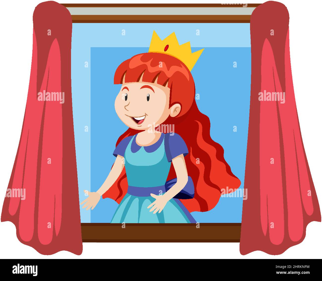 Window Design Princess Happy princess by the window illustration Stock Vector Image & Art - Alamy