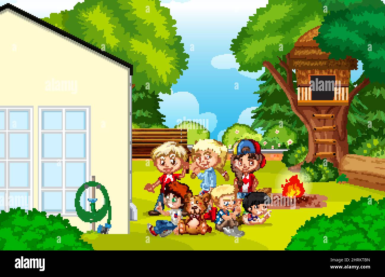 Scene with children in the park illustration Stock Vector Image & Art ...