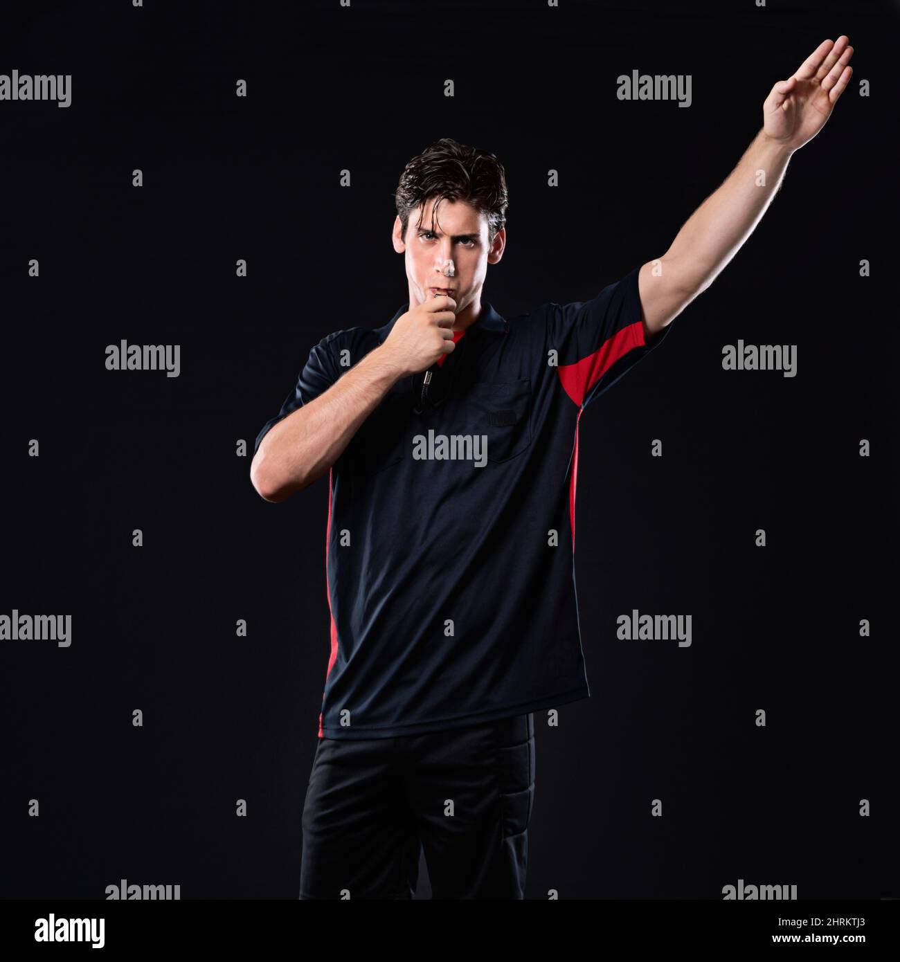 Soccer referee blowing whistle hires stock photography and images Alamy