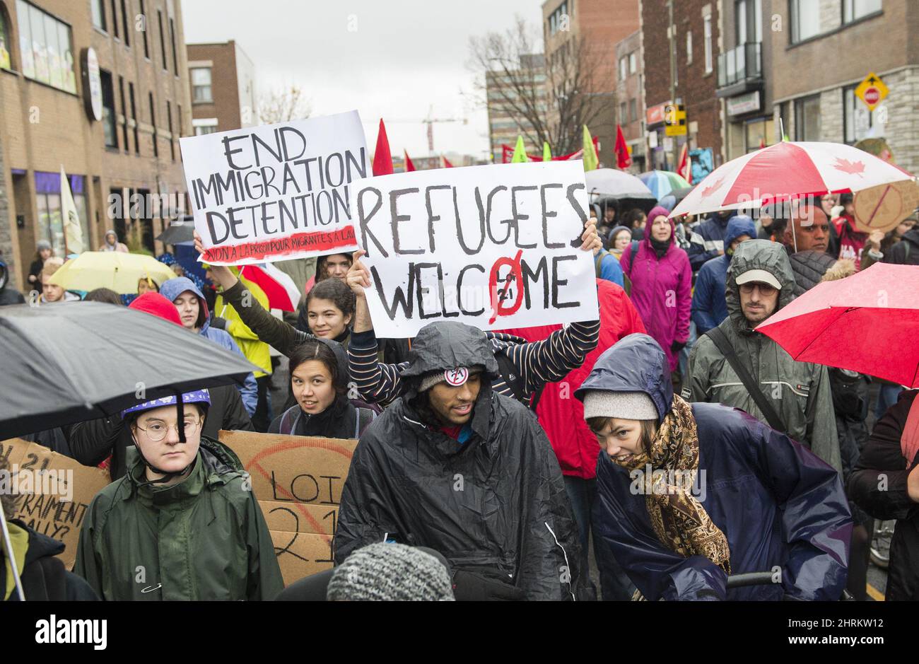 People attend a demonstration opposing Quebec's Law 21 in Montreal