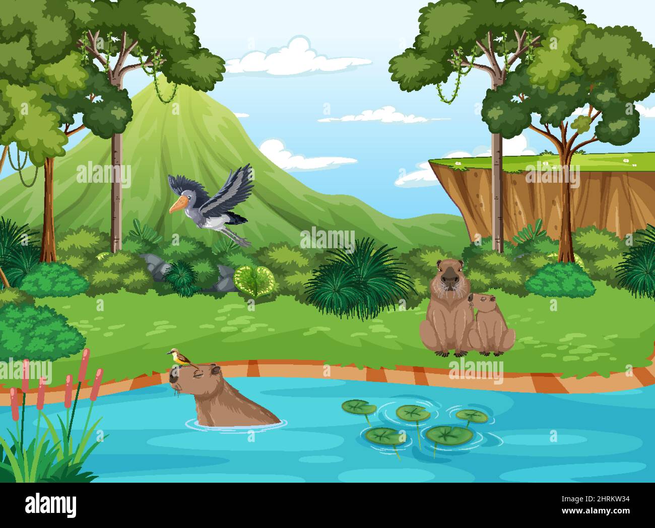 Many animal next to river illustration Stock Vector Image & Art - Alamy