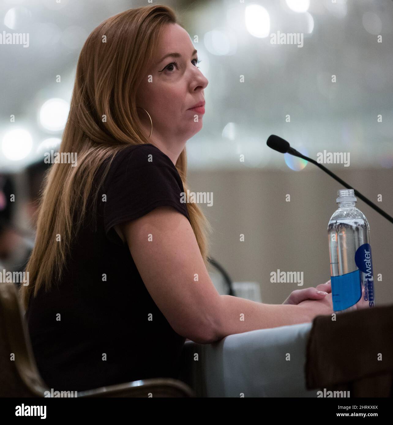 Writer Meghan Murphy looks on during a panel discussion on gender