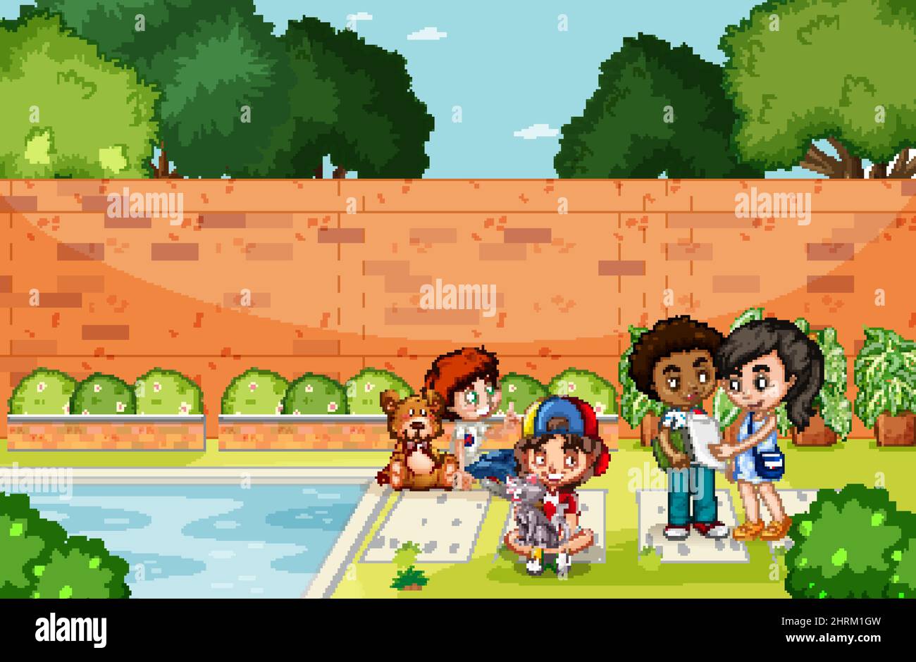 Scene with children in the park illustration Stock Vector Image & Art ...