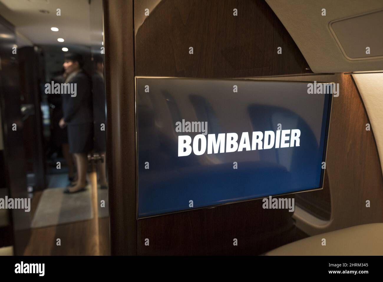 The interior of the Bombardier Global 7500 jetline is photographed