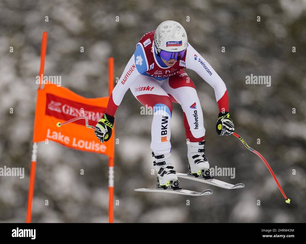 Corinne Suter, of Switzerland, skis down the course during the women's