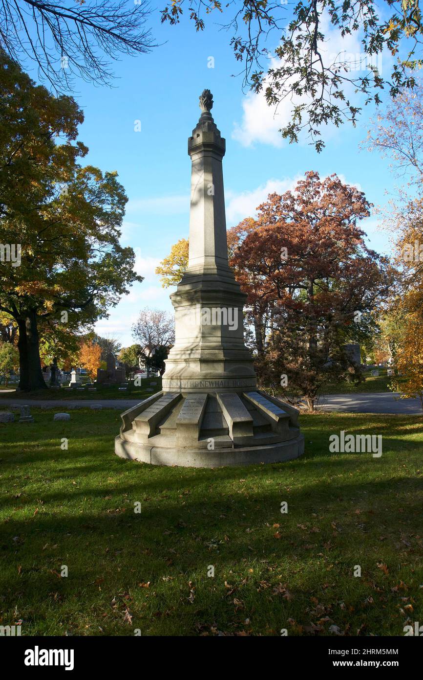 Historical grave marker for the burning of the Newhall House at Forest Home Cemetery Milwaukee