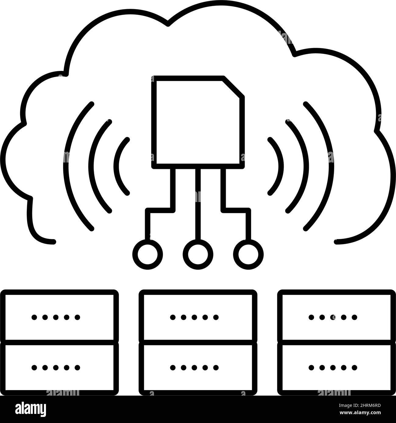 servers storaging info from rfid line icon vector illustration Stock ...