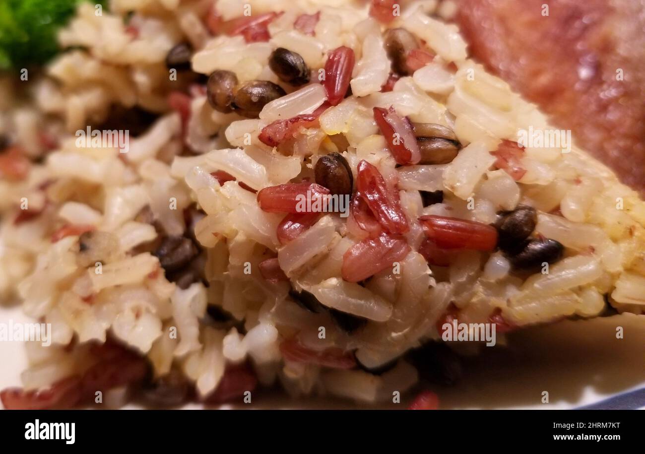 Close up of red rice, main source of carbohydrates Stock Photo Alamy