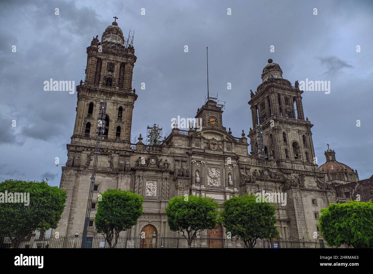 Low angle of a cathedral with cloudy sky background Stock Photo - Alamy
