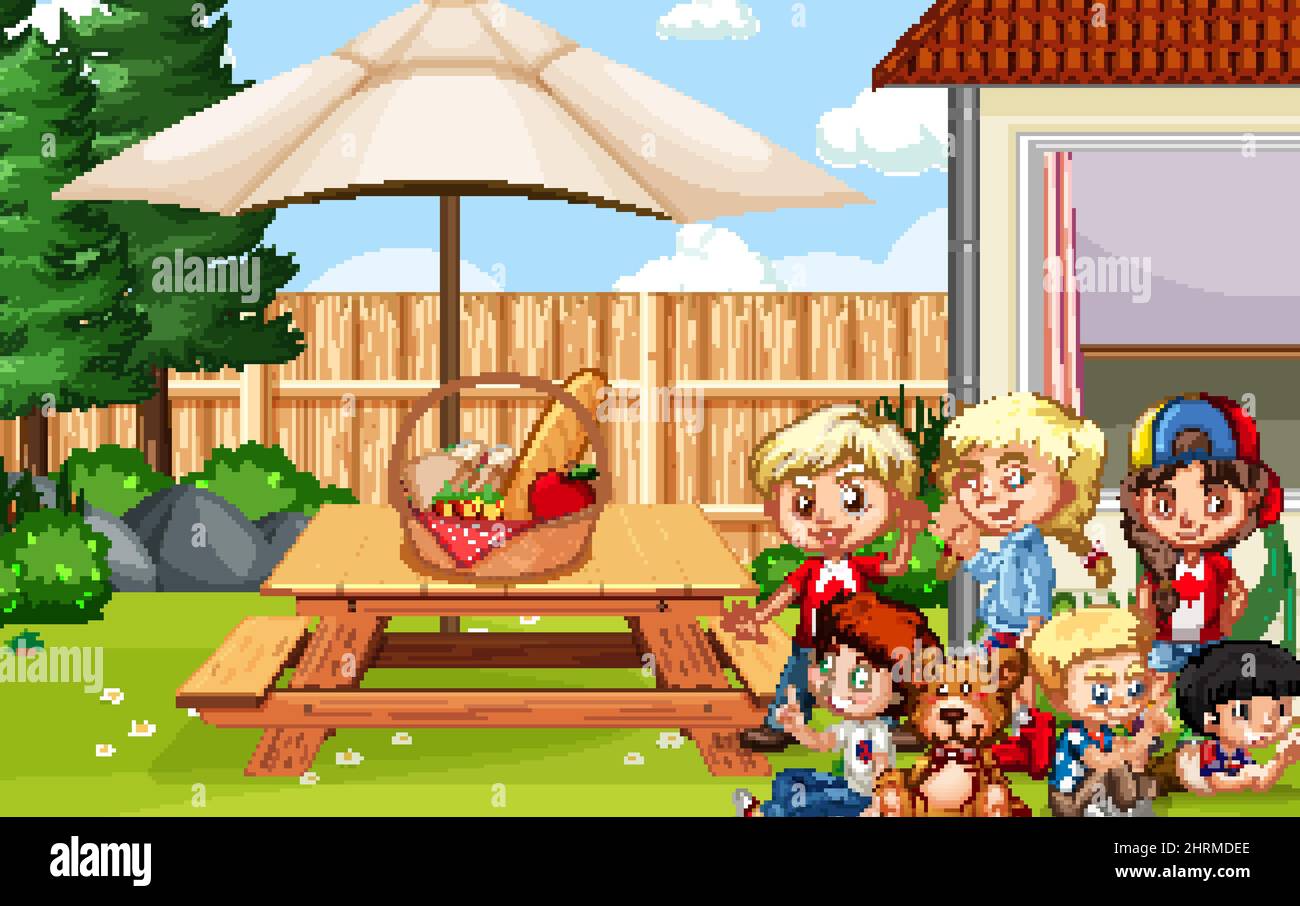 Scene with children in the park illustration Stock Vector Image & Art ...