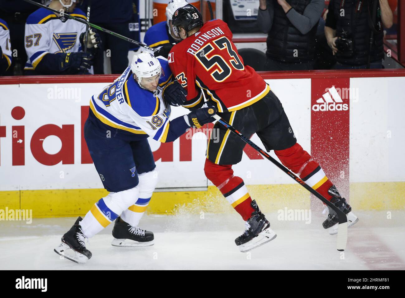 NHL profile photo on Calgary Flames player Buddy Robinson at a game against  the St. Louis Blues in Calgary, Alta. on Tues., Jan. 28, 2020. (Larry  MacDougal via AP Stock Photo - Alamy