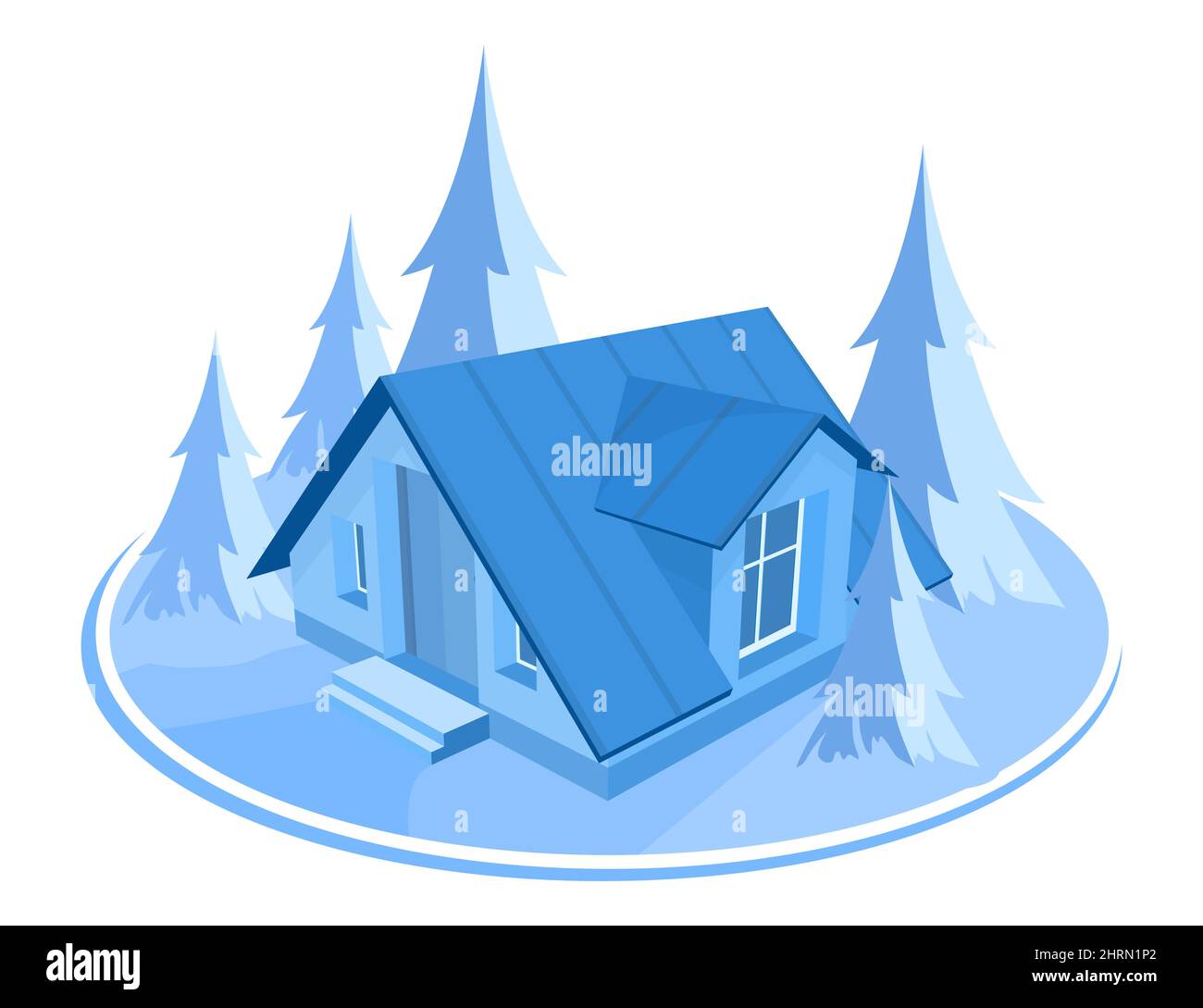 Winter landscape. 3D house surrounded by trees Stock Vector Image & Art ...