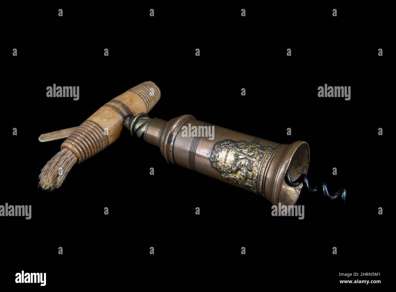 Vintage antique Thomason corkscrew on black background Stock Photo - Alamy