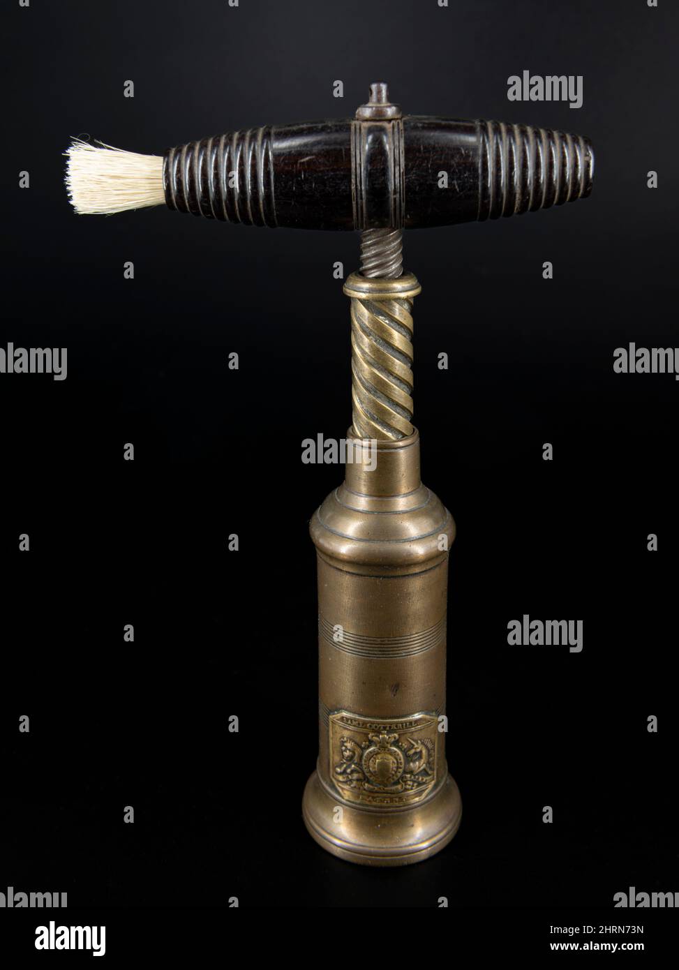 Vintage antique Thomason corkscrew on black background Stock Photo - Alamy