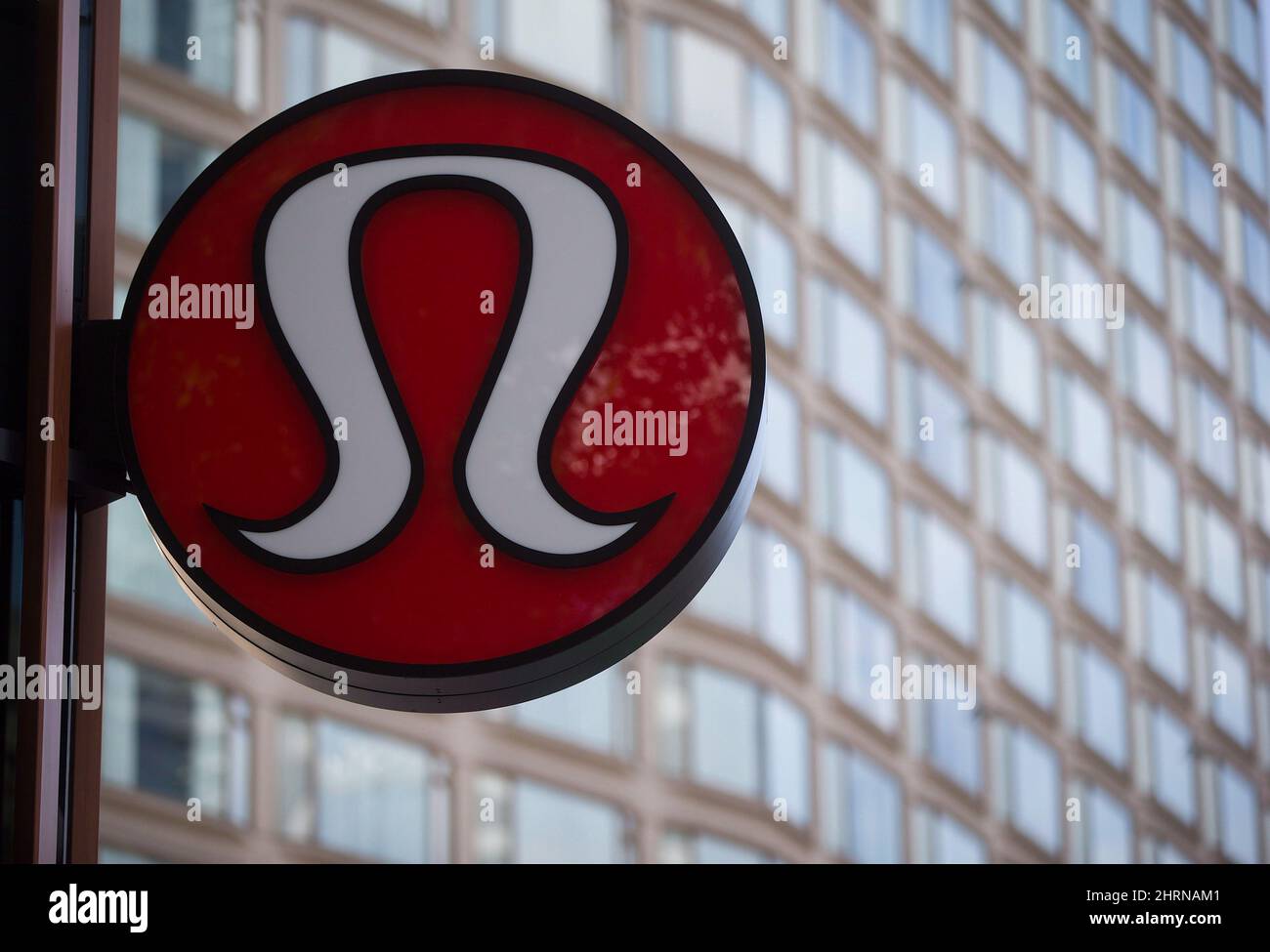 Lululemon Athletica's logo is seen on the outside of their new flagship  store on Robson Street during it's grand opening in downtown Vancouver,  B.C., on Thursday August 21, 2014. Lululemon Atheltica Inc.