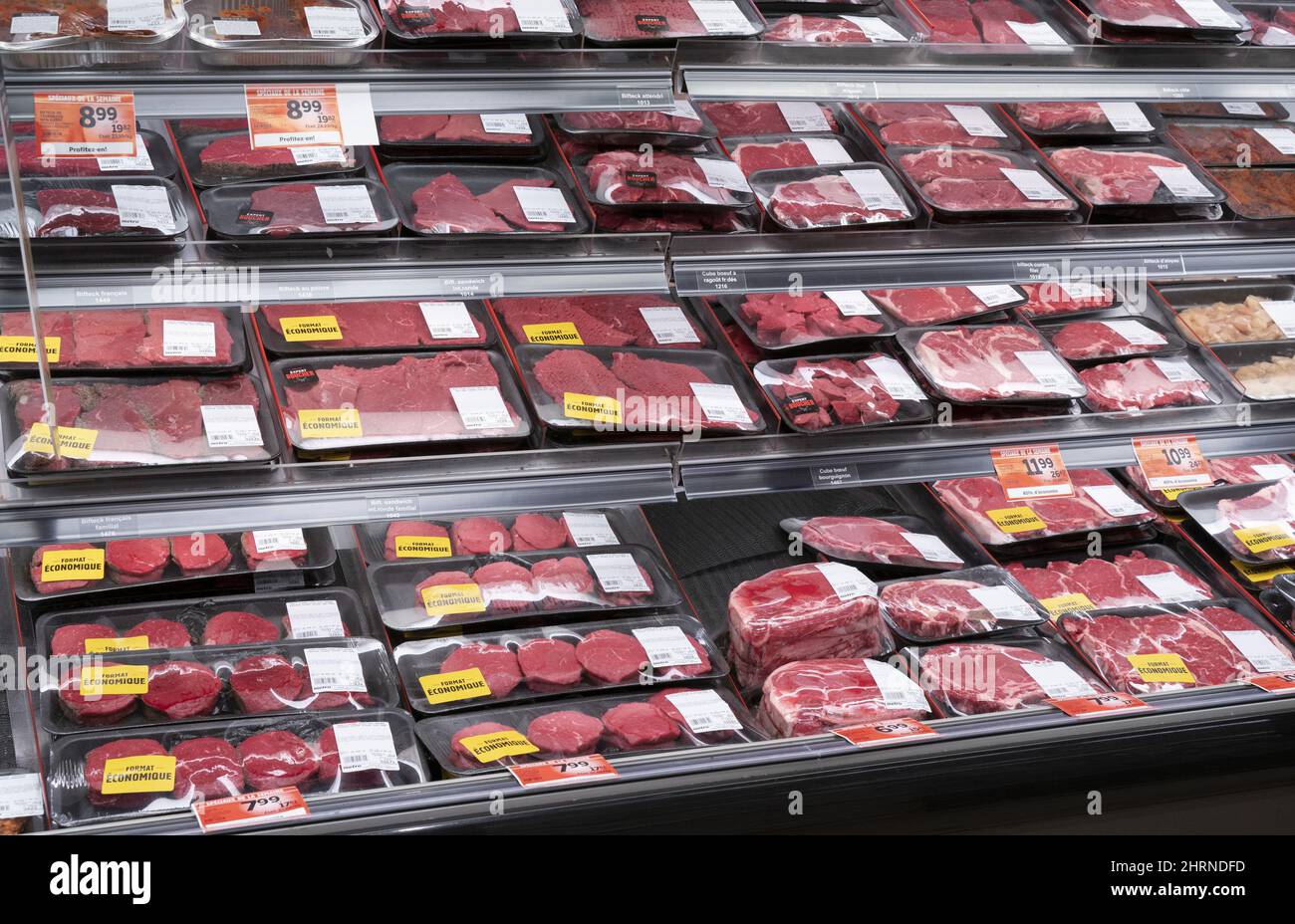 A meat counter in a grocery store is seen in Montreal, on Thursday