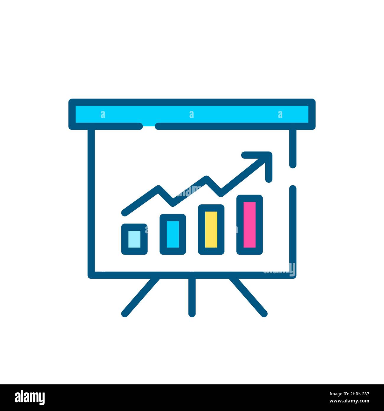 Growth diagram chart on a whiteboard. Pixel perfect, editable stroke ...