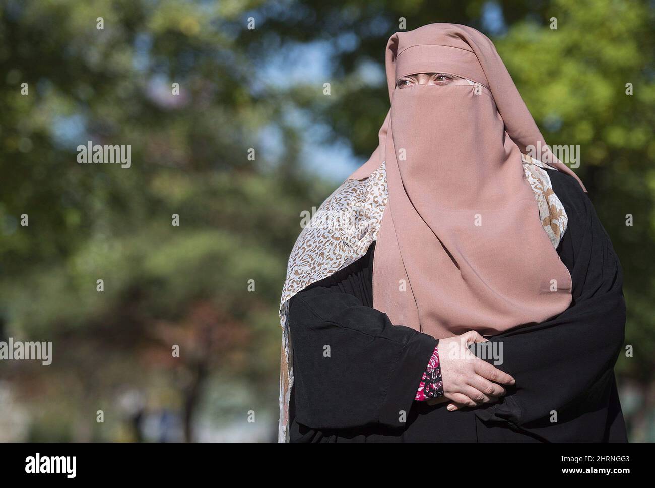 Warda Naili poses for a photograph at a park in Montreal, Saturday, October  21, 2017. Three years ago, Warda Lacoste was at the centre of a fight  against Quebec's attempt to ban