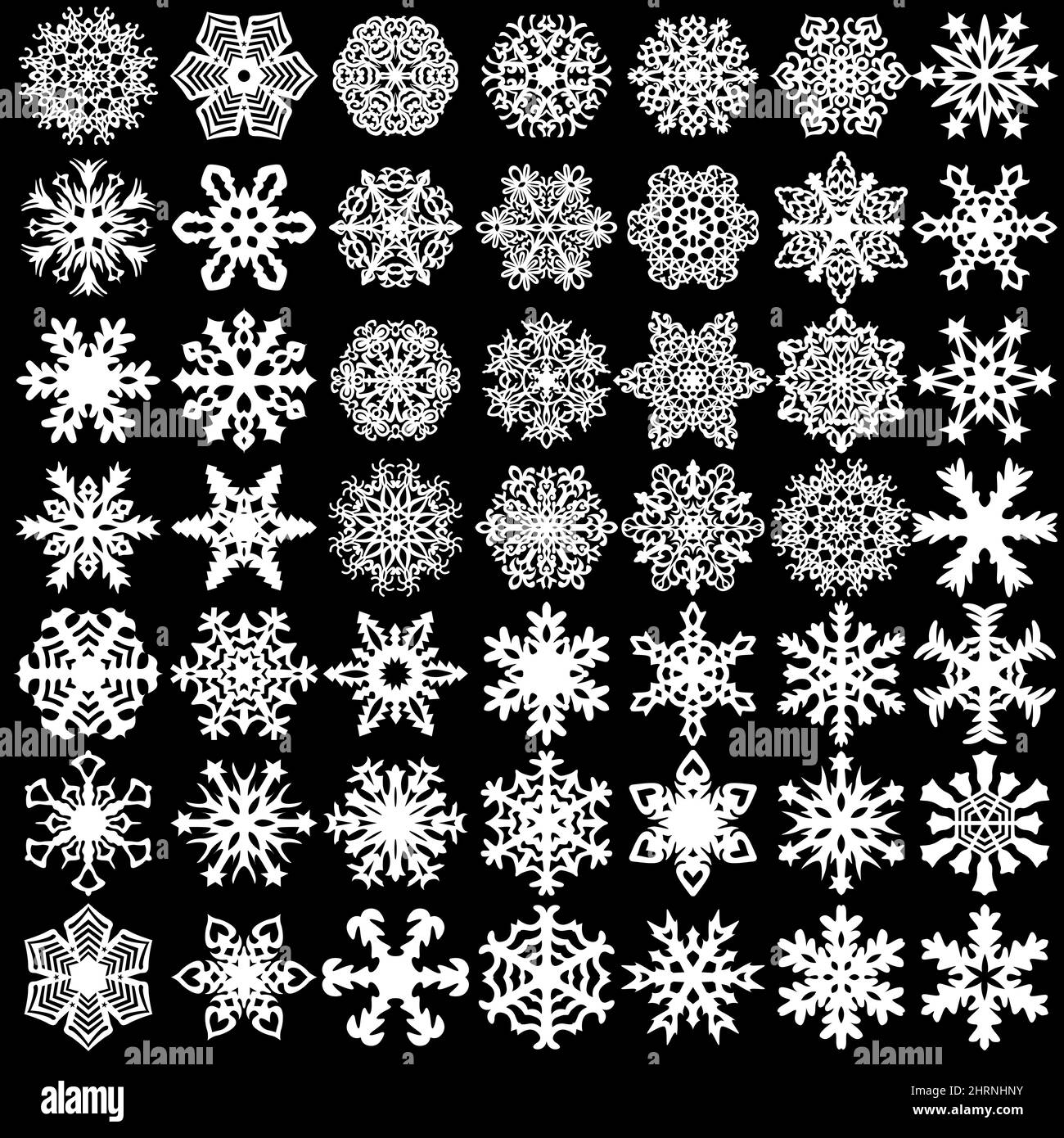 Set silhouette of snowflakes icons on white background Stock Vector ...