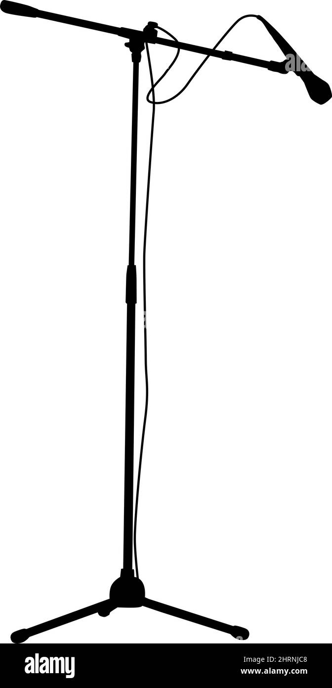 Black Silhouette Stage Microphone and Stand isolated on white ...