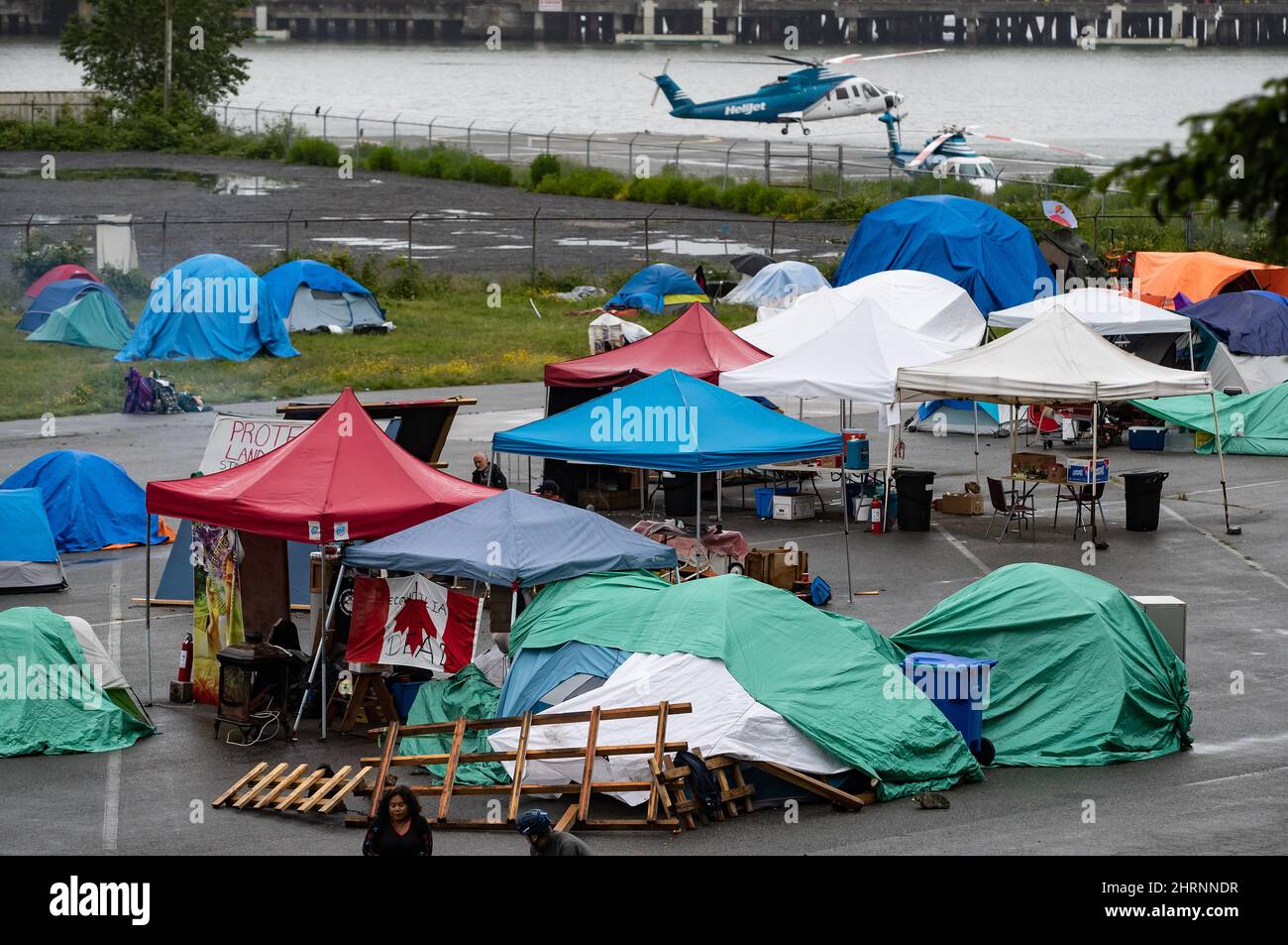 Tents are seen at a homeless camp where approximately 150 people 