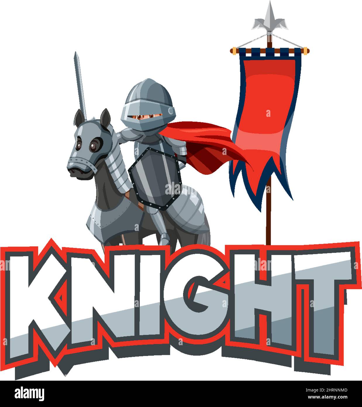 Medievil knight logo on white background illustration Stock Vector